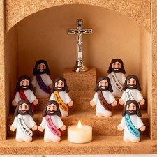 10/60Pcs Little Jesus Figures, Multicolor Mini Jesus Figurines in Bulk, Tiny Bab