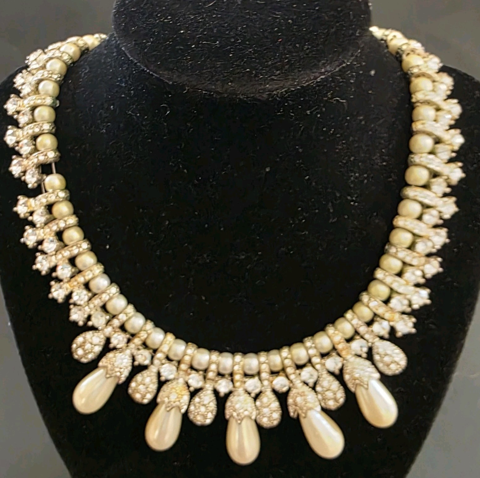 Signed Statement Necklace Deco Style  Rhinestones… - image 4