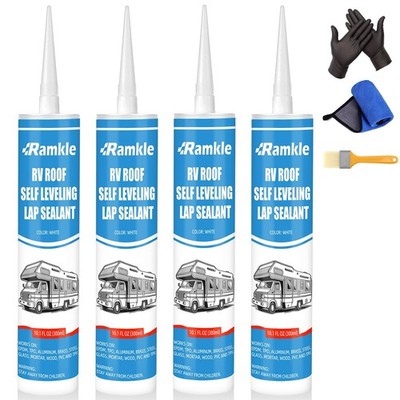 RV Roof Sealant, Self-Leveling Lap Sealant White, RV Caulking for Roofing, Ma...