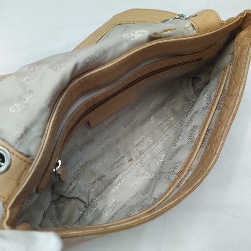Michael Kors Tan Leather Crocodile Embossed Chain Strap Crossbody Shoulder Bag - Picture 11 of 15