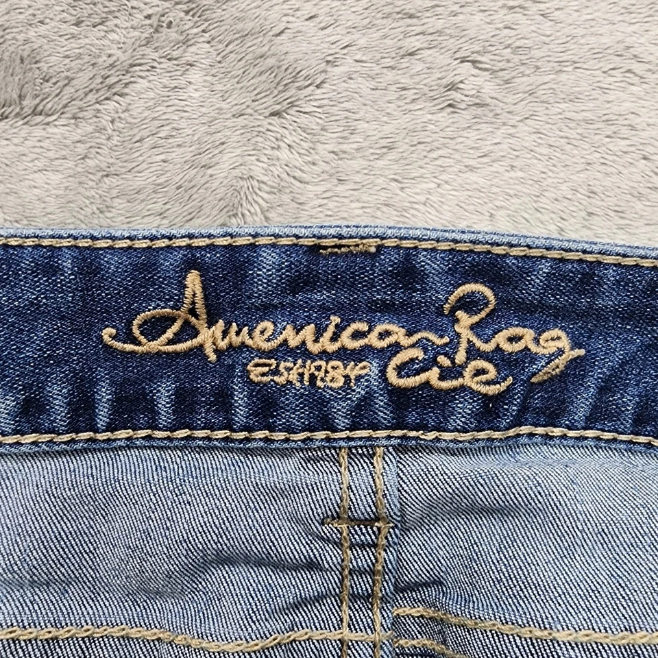 American Rag Shorts Womens 9 Juniors Blue Low Rise Cutoff Bermuda Stretch Denim - Image 4 of 4