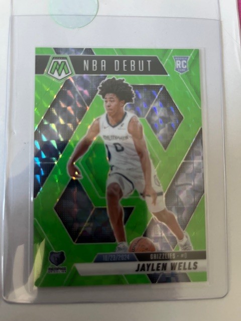 Jaylen Wells Rookie 2024-25 Panini Mosaic Debut Flourescent Green /10 Memphis