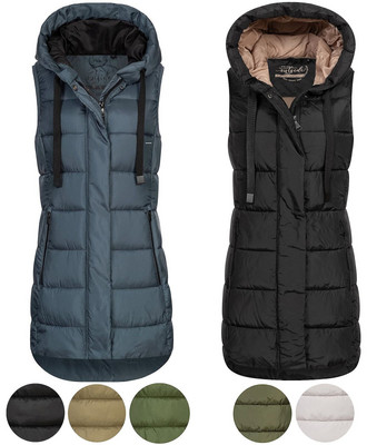 Damen lange Steppweste Weste Waistcoat gesteppt Übergang New View L70021FC03