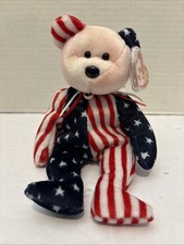 New w/Tags Ty Beanie Baby Spangle the Red, White  Blue Americana Teddy Bear