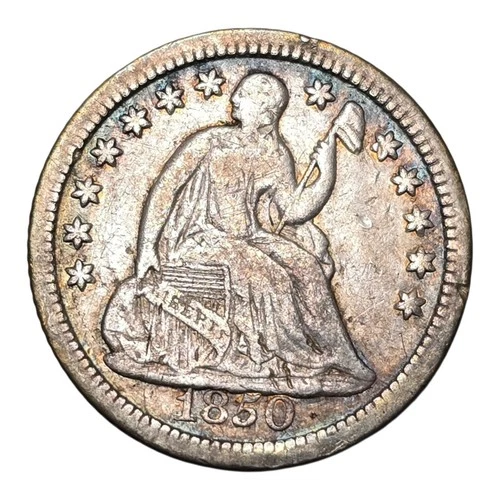Old 1850 P Seated Liberty Half Dime Us Type Coin Fine Details Philadelphia Mint