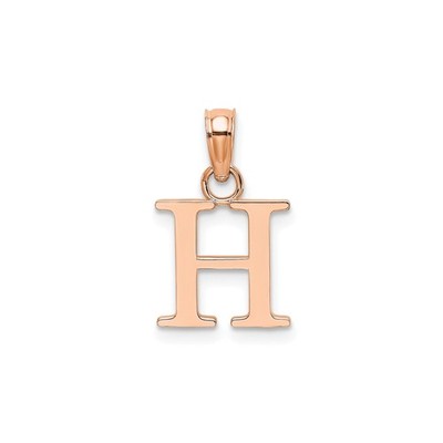 14k Rotgold Initiale H Anhänger Charm Block Schrift Alphabet Monogramm Identität Schmuck