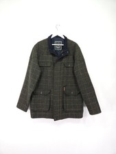 Jack Murphy Sakko Herren 2XL Grau 100% Shetland Wolle Moon Tweed Karo Feldmantel