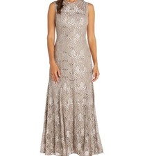 NWT R&M Richards Mother of the Bride Sheath Dress Champagne Taupe #3198 Size 10