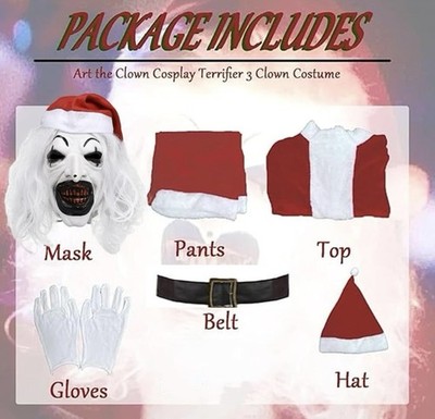 Scary Terrifier Christmas Art The Clown Santa Costume 2XL Adult XXL  Halloween