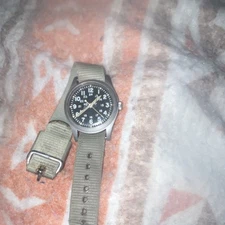 Hamilton H3 Military Vintage 1982 Quartz Wristwatch Green Nylon NATO Strap 