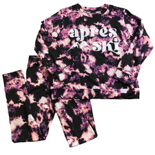 Pixie Lane Pajama Sleep Set Girls 8 Black Purple Tie Dye Shirt Pants Comfort