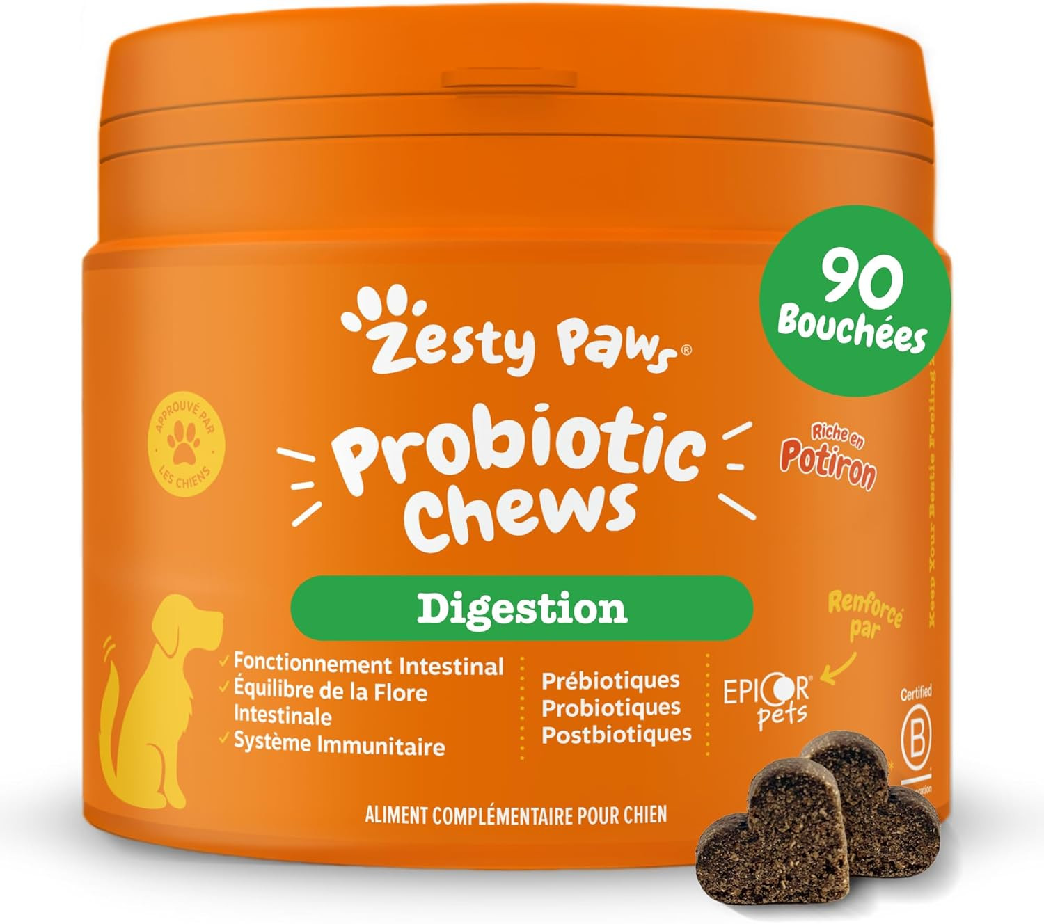 Probiotique pour chien difficile à base de levures actives : friandises appétissantes 250g