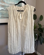 Z Supply Womens Short Sleeveless Mini Shirt Dress White Cotton Sz Medium