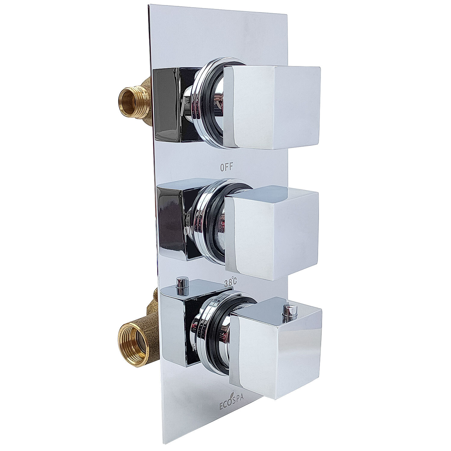 Concealed Thermostatic Shower Mixer Valve Square Dials 1 / 2 Way Outlet Chrome eBay