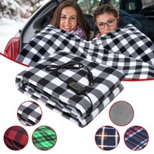 Heated Fleece Car Blanket W/ Controller For Timer  Heat Levels Multicolor 12V 