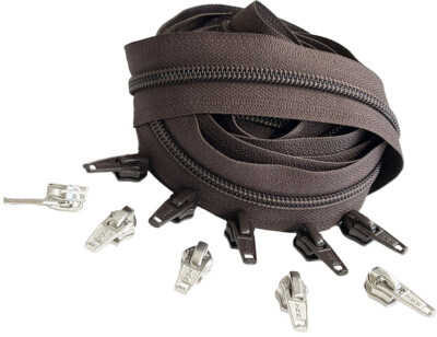 Continuous Chain Zipper YKK #5 Nylon Coil by The Yard with Slider Make-A-Zipper