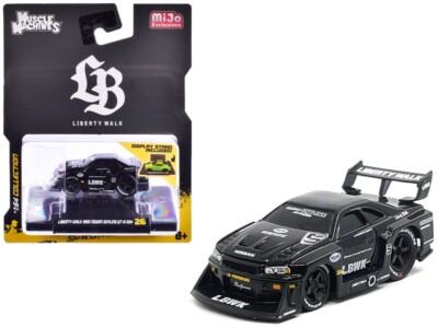 1999 NISSAN SKYLINE GT-R R34 #5 LIBERTY WALK BLACK 1/64 BY MUSCLE