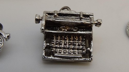 10pc Lot Sterling Charm Bracelet Motocycle Golf Bike Tennis Telephone Spencer Co - Picture 7 of 13