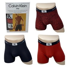 Calvin Klein Boxer Brief 3 Pack Underwear Cotton Stretch Black Red Men NB3529911