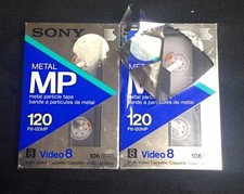  NEW  SEALED 2 Sony Video 8 Metal MP 120 Video Cassette Tape 8mm P6-120MP