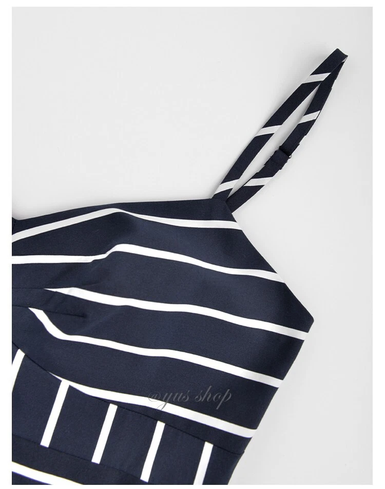 Vestido a Rayas VERONICA BEARD BRYNE Algodón Calce Ajustado Cintura Alta Camisola Foto 4 de 4