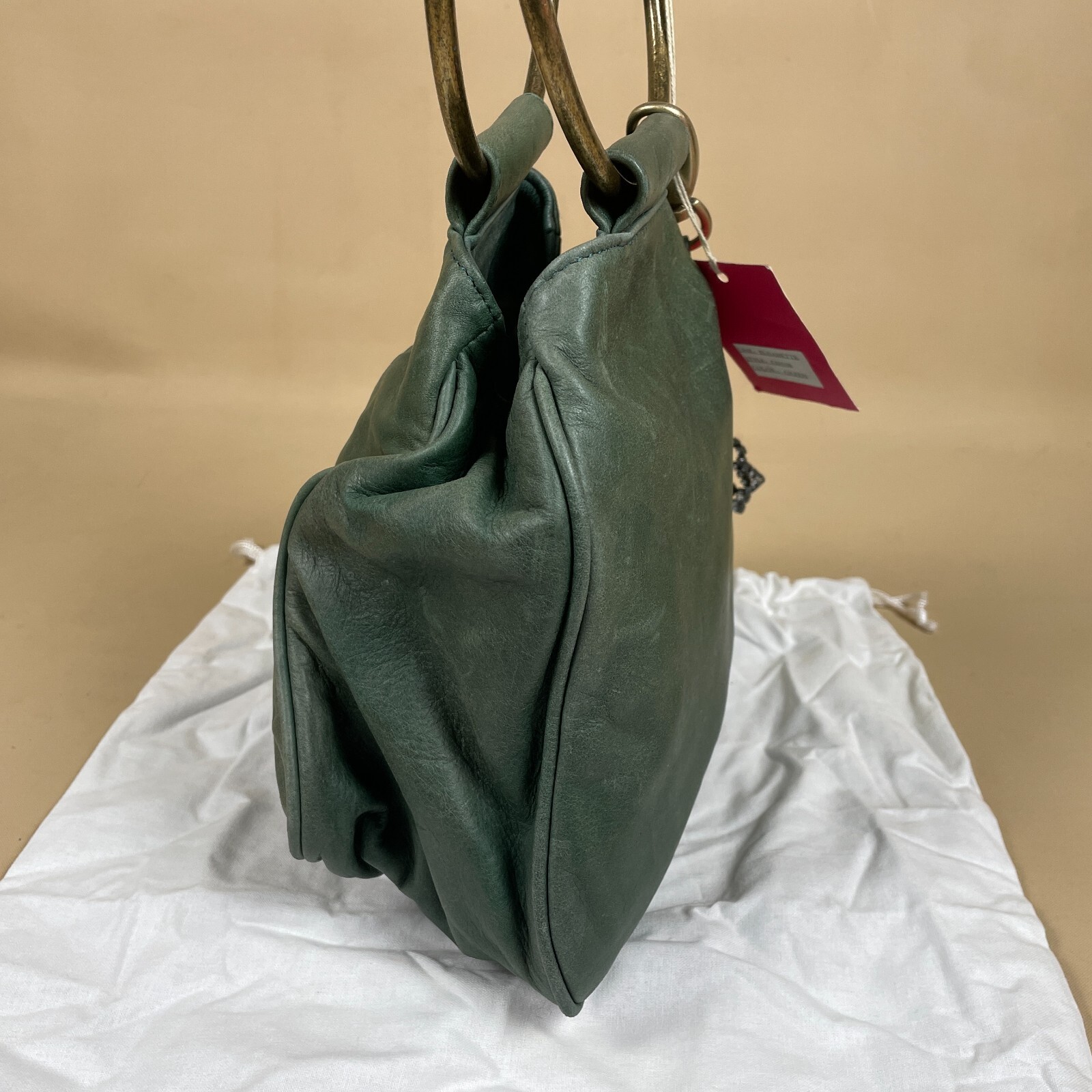 Fornarina Clutch Bag Handbag Elisabette Green Diamante Crown Charm Leather Small image 3