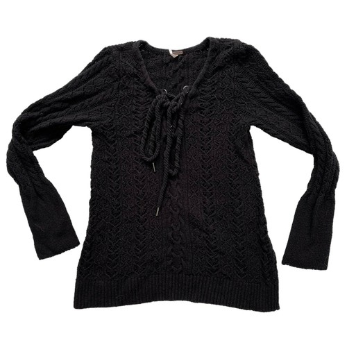 Free People Womens Knit Lace Up Sweater 
