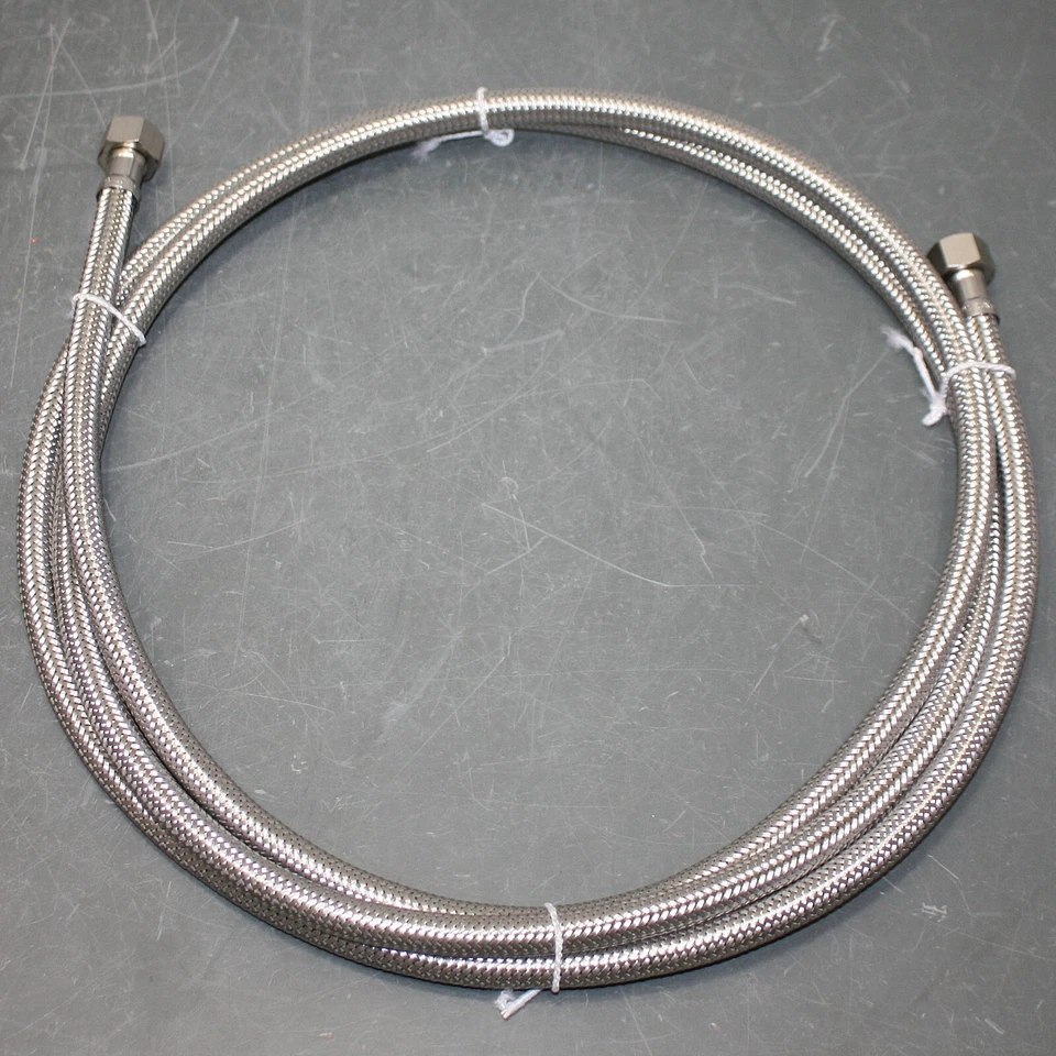 (10) Mangueras de línea de suministro de agua BRUSE 3/8" FIP x 8 pies, DN8 trenzadas de acero inoxidable Foto 3 de 4