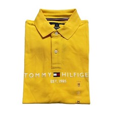 Tommy Hilfiger Men's THFLEX Regular Fit Logo Short Sleeve Mesh Polo Shirt Yellow