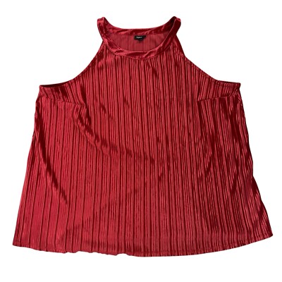 Torrid Women s Plus Size 3X Sleeveless Red Velvet Plush Pleated Goddess Tank Top