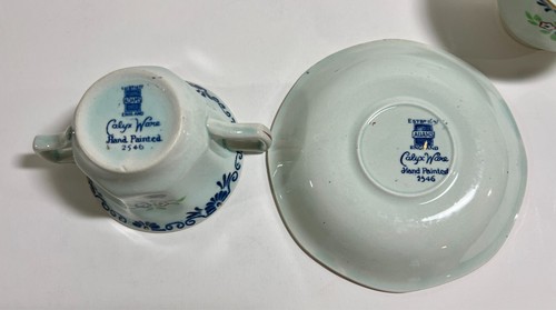 6 Adams Calyx Ware 2 Handled cups & Saucers; Flower Pattern, No chips. - Picture 10 of 13