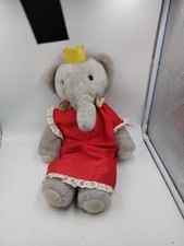 Babar The Elephant 14" Celeste Plush Vintage EDEN 1977 w/Crown  Red Dress