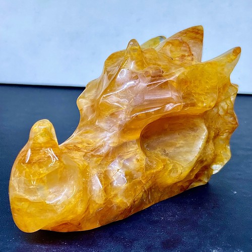 444G Natural yellow jade hand carved precious jade dragon head