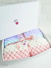 Pregnancy gift Crochet Rainbow Baby Blanket Unisex Knit Plush Newborn Cover