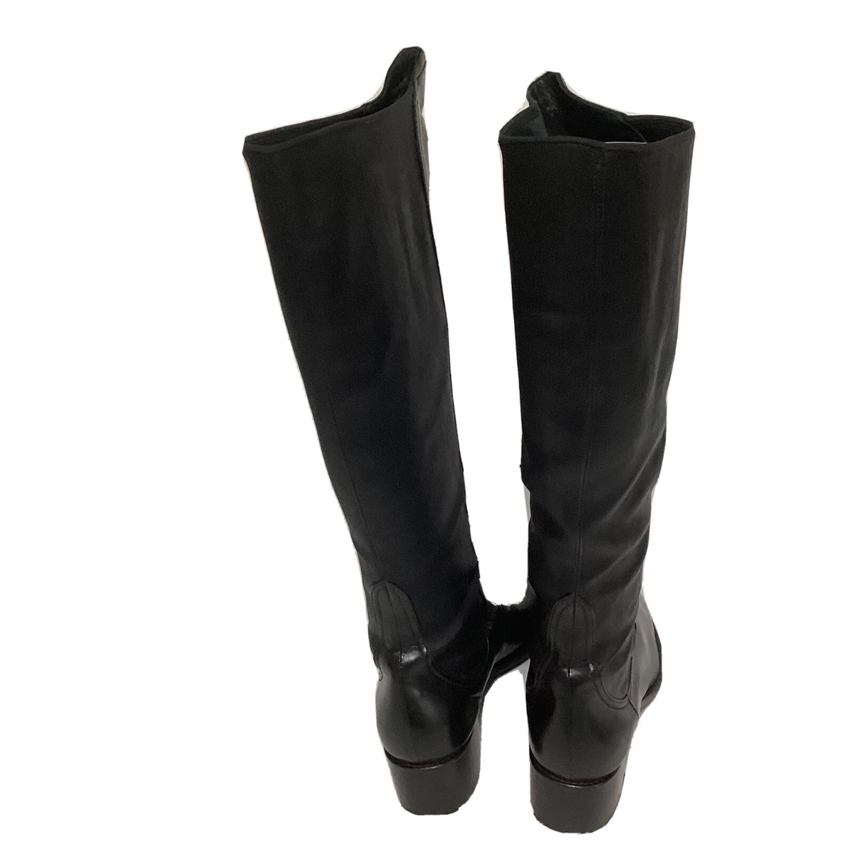 LORENZO MASIERO LEATHER KNEE HIGH BOOTS BLACK SIZE 41 EU