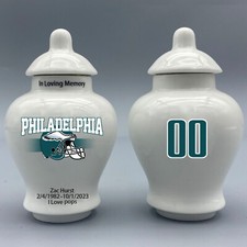 Ceramic Mini Urn for Philadelphia Eagles Football Theme, Custom Text  Number