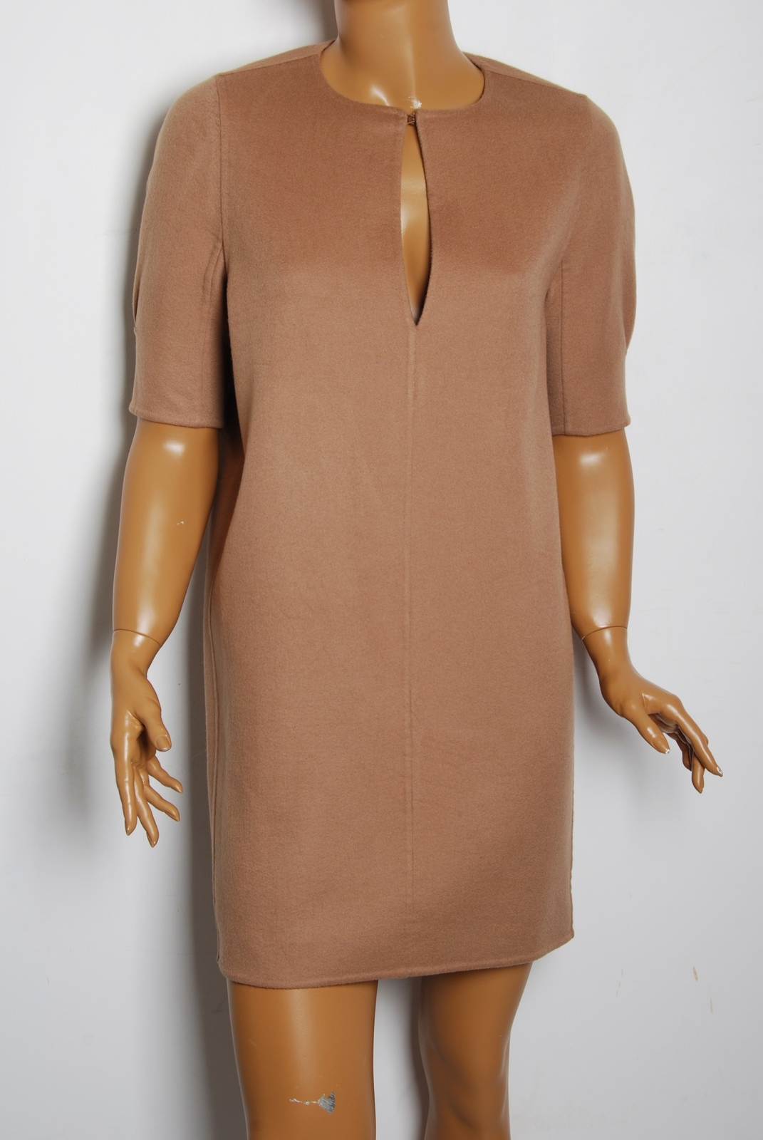 Bodycon avvolgente Yves Saint Laurent beige cashmere manica a 3 4 taglia FR 36 S