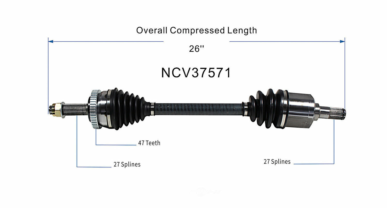 CV Axle Assembly-New CV Axle Front Left GSP NCV37571 fits 06-10 Hyundai Sonata