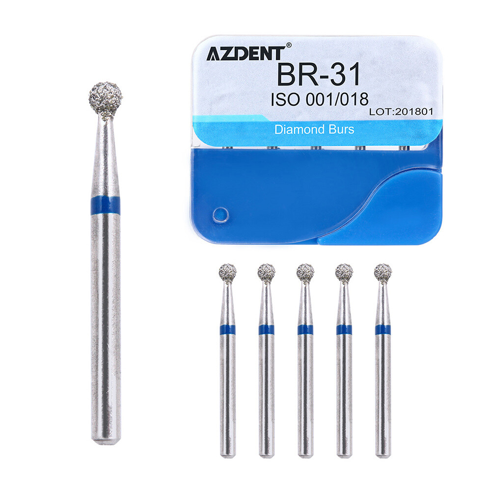 Fraises Diamantées Dentaires AZDENT - Lot De 100 Pièces FG Pour Pièce à Main Haute Vitesse - 5 Boîtes De 20