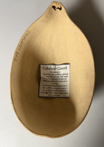 Auténtico cuenco de calabaza caribeña decoración 2012 hecho a mano - Imagen 2 de 3