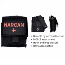 Tactical MOLLE Pouch for Narcan, Removable Patch, Black