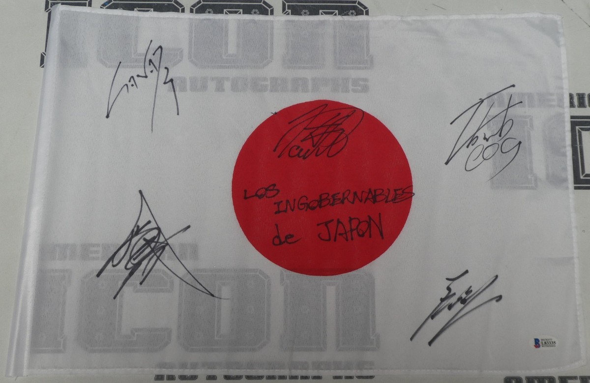 Tetsuya Naito +4 LIJ Signed 12x18 Japanese Flag BAS COA New Japan