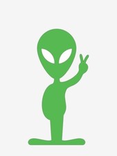 Alien Sticker Vinyl Decal Ufo Space Peace Sci-fi Funny Car Window Bumper Sticker