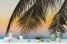 3D Tropical Palm Leaves Self-adhesive Removeable Wallpaper Wall Mural Sticker 65