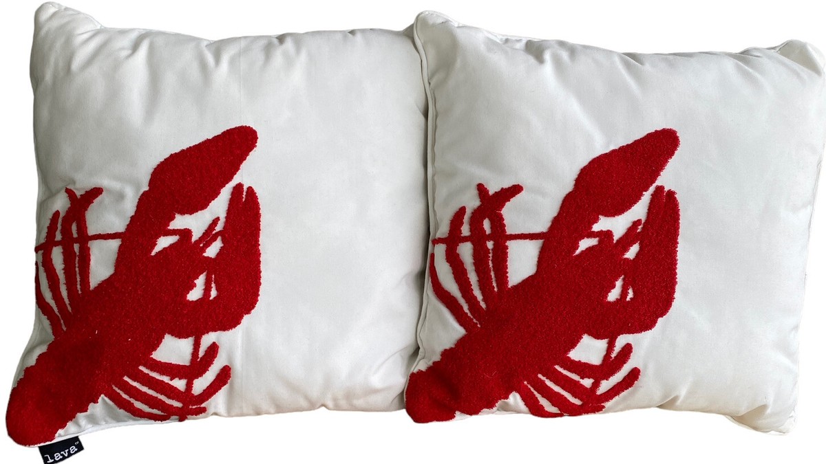 LAVA Throw Pillows Lobster Coastal Ocean Seaside Decor Tufted