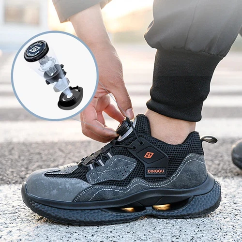 Herren Drehknöpfe Sicherheitsschuhe Stahlkappe Pannensicher Turnschuhe Schutz - Bild 5 von 23