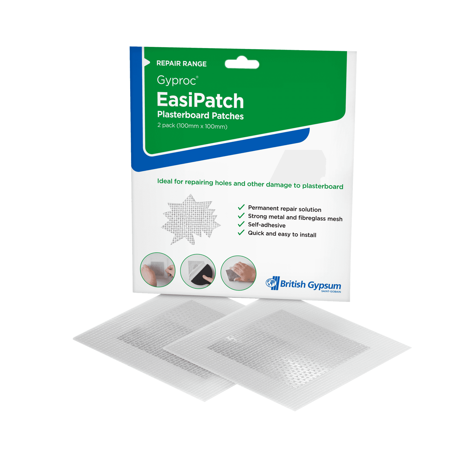 Gyproc Easipatch Plasterboard Patches 2 Pack Fibreglass Repair Patch eBay