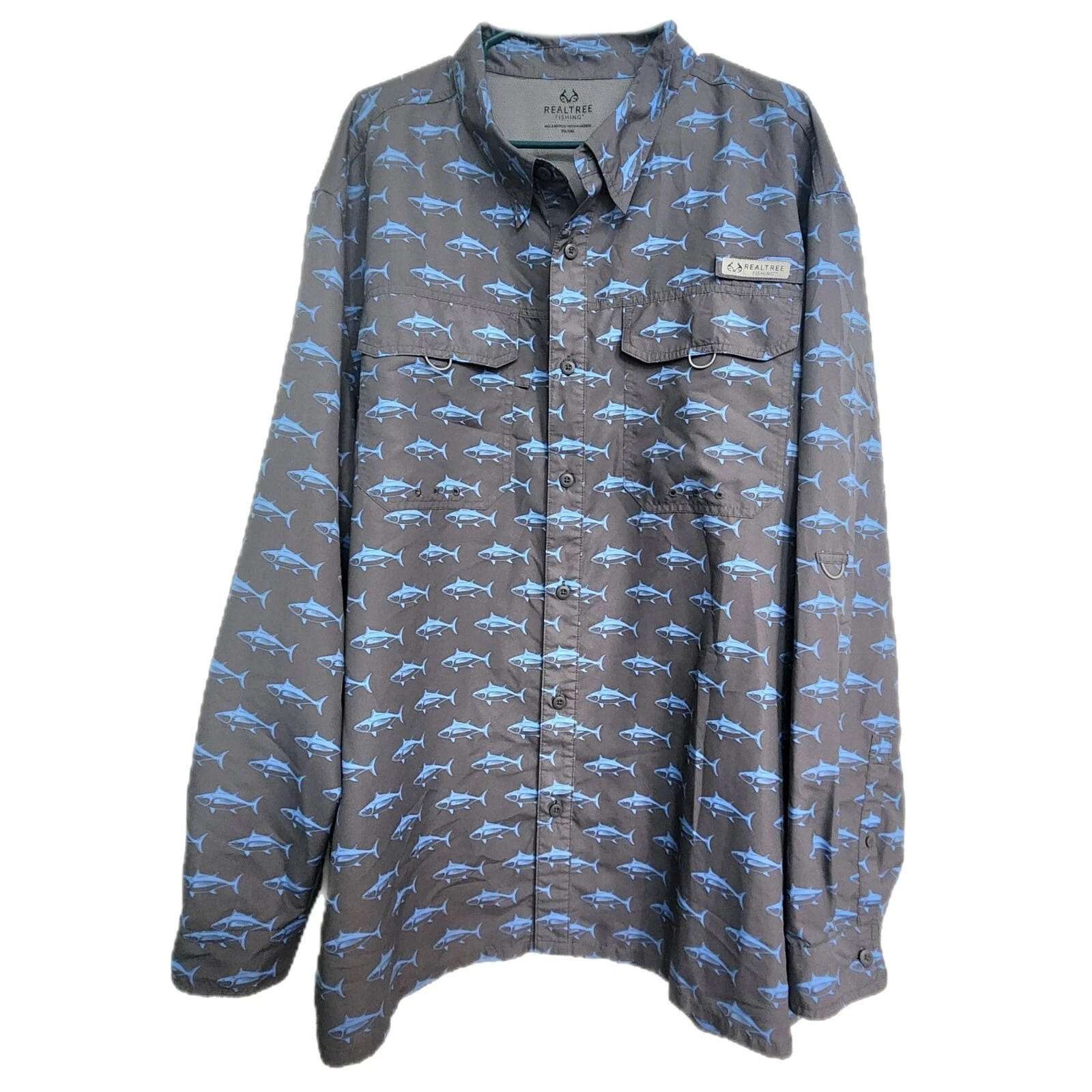 Realtree Mens Shirt 3XL Long Sleeve Fishing Causal Button Down Vented UPF 40