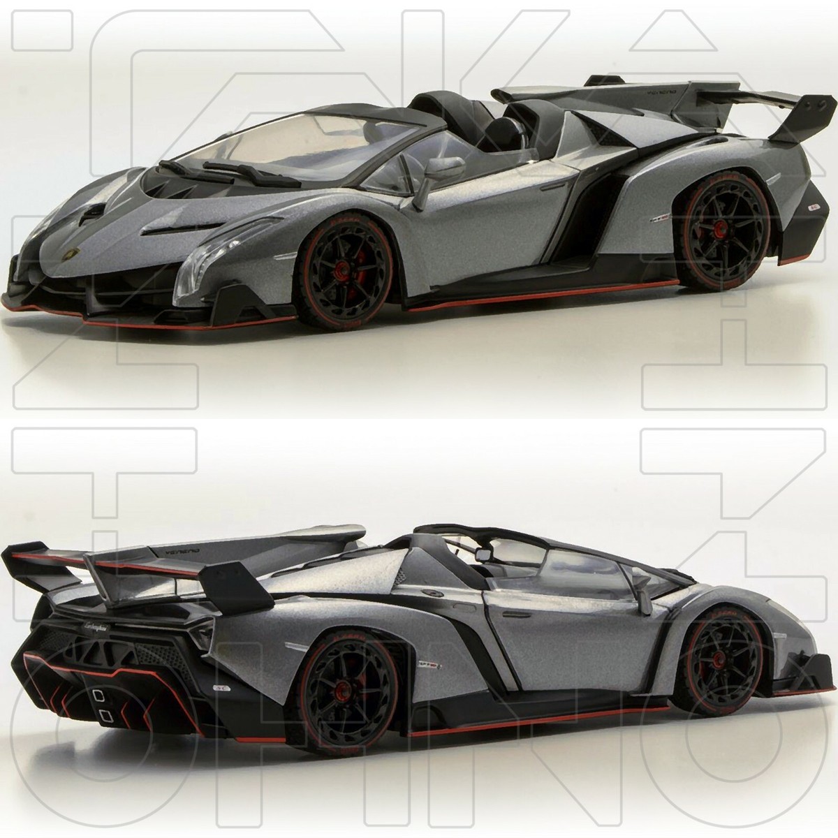 KYOSHO Lamborghini Veneno 1/43スケール 1/43 Kyosho Lamborghini Veneno (Grey) - LIVECARMODEL.com