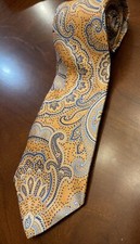 Nautica Orange Pastel Paisley Pattern 100 Silk Tie Necktie